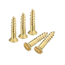 Brass Wood Screws, 80Pcs M2 x 10mm Slotted Drive Flat Head Self Tapping Screw Countersunk for Woodworking Furniture