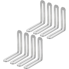 8Pcs Adjustable L-Shape Corner Brace with Slot, 3.15 x 3.15 Inch Stainless Steel Slotted Right Angle Corner Bracket for Wooden Furniture Cabinet, Silv