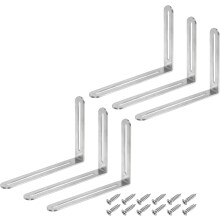 6Pcs Adjustable L-Shape Corner Brace with Slot, 6.5 x 4.72 Inch Stainless Steel Slotted Right Angle Corner Bracket with Screws for Wooden Furniture Ca