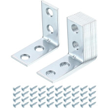 20 Set L Corner Bracket Corner Brace Metal Joint Right Angle Brackets Fastener with Screws for Wood Shelves, Silver, 1.18"x0.59"x1.18"