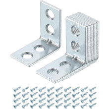 20 Set L Corner Bracket Corner Brace Metal Joint Right Angle Brackets Fastener with Screws for Wood Shelves, Silver, 0.99"x0.59"x0.99"