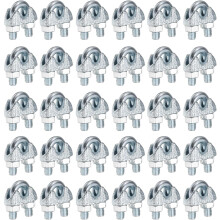 50 Pcs M5 Steel Wire Rope Clip Clamps, 3/16" Wire Rope U-Bolt Cable Clamps Saddle Fastener for Wire Rope Rigging Tent Rope Guardrail System