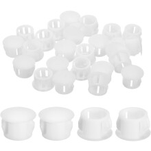38Pcs 12mm(15/32") Nylon Hole Plugs, Flush Type Panel Round Snap in Fastener Knockout Locking Plugs for Furniture Insert End Caps Panels, White