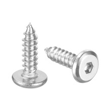 M3 x 12mm (100 Pack) Flat Round Socket Head Screws, Stainless Steel Self Tapping Screws Full Thread Hex Socket Cap Screws Bolt for Wood Furniture