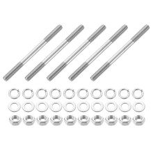 5pcs Double Ended Stud Screws, M8x100mm 304 Stainless Steel Dual Threaded Rod Bolts with Nuts and Flat & Lock Washers Double End Threaded Stud Screw B