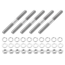 5pcs Double Ended Stud Screws, M8x70mm 304 Stainless Steel Dual Threaded Rod Bolts with Nuts and Flat & Lock Washers Double End Threaded Stud Screw Bo