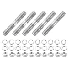 5pcs Double Ended Stud Screws, M8x50mm 304 Stainless Steel Dual Threaded Rod Bolts with Nuts and Flat & Lock Washers Double End Threaded Stud Screw Bo
