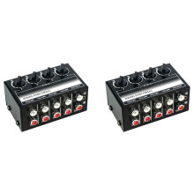 2X 4 Kanal Stereo Audio Mixer UnterstüTzt Cinch Eingang und Ausgang Passiver Stereo Mixer mit Separaten Lautstärke Reglern