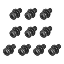 M5 x 12mm Carbon Steel Phillips Pan Head Machine Screws Bolts Combine with Spring Washer and Plain Washers 10pcs