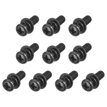 M5 x 14mm Carbon Steel Phillips Pan Head Machine Screws Bolts Combine with Spring Washer and Plain Washers 10pcs