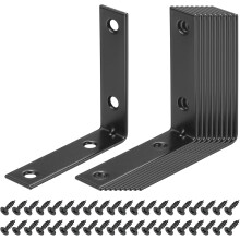 12 Set l Corner Bracket Corner Brace Metal Joint Right Angle Brackets Fastener with Screws for Wood Shelves, Black, 2.36"x0.59"x2.36"