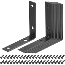 12 Set l Corner Bracket Corner Brace Metal Joint Right Angle Brackets Fastener with Screws for Wood Shelves, Black, 2.76"x0.59"x2.76"