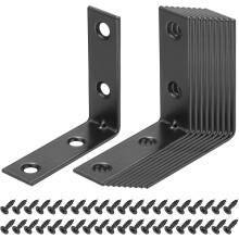 12 Set l Corner Bracket Corner Brace Metal Joint Right Angle Brackets Fastener with Screws for Wood Shelves, Black, 1.97"x0.59"x1.97"