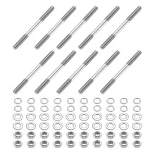 10pcs Double Ended Stud Screws, M5x60mm 304 Stainless Steel Dual Threaded Rod Bolts with Nuts and Flat & Lock Washers Double End Threaded Stud Screw B