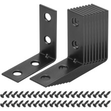 24 Set l Corner Bracket Corner Brace Metal Joint Right Angle Brackets Fastener with Screws for Wood Shelves, Black, 1.58"x0.59"x1.58"