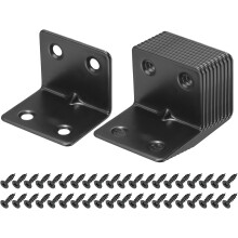 20 Set l Corner Bracket Corner Brace Metal Joint Right Angle Brackets Fastener with Screws for Wood Shelves, Black, 1.22"x1.5"x1.22"