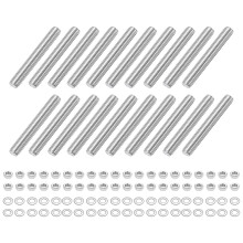 20pcs Fully Threaded Rod, M5 x 40mm Stainless Steel Right Hand Threads Rods with Nuts and Flat Washer Fully Studding Rod Bar for Clamps, Hangers and U