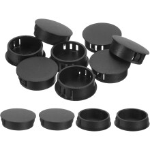 12Pcs 35mm(1-3/8") Nylon Hole Plugs, Flush Type Panel Round Snap in Fastener Knockout Locking Plugs for Furniture Insert End Caps Panels, Black