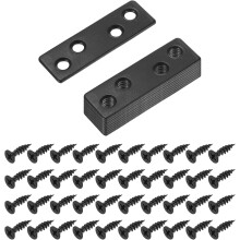 20 Pcs Mending Plate Metal Flat Bracket Straight Brace Fixing Joining Plate for Wood with Screws, Black, 2.32"x0.75"