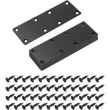 6 Pcs Mending Plate Metal Flat Bracket Straight Brace Fixing Joining Plate for Wood with Screws, Black, 5.44"x1.97"