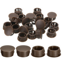 38Pcs 16mm(5/8") Nylon Hole Plugs, Flush Type Panel Round Snap in Fastener Knockout Locking Plugs for Furniture Insert End Caps Panels, Brown