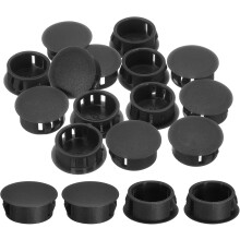 18Pcs 22mm(7/8") Nylon Hole Plugs, Flush Type Panel Round Snap in Fastener Knockout Locking Plugs for Furniture Insert End Caps Panels, Black