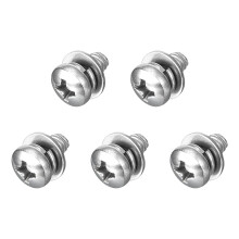 M4 x 8mm 304 Stainless Steel Phillips Pan Head Machine Screws Bolts Combine with Spring Washer and Plain Washers 5Pcs