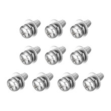 M3 x 5mm 304 Stainless Steel Phillips Pan Head Machine Screws Bolts Combine with Spring Washer and Plain Washers 10Pcs