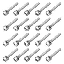 M4 x 30mm 304 Stainless Steel Phillips Pan Head Machine Screws Bolts Combine with Spring Washer and Plain Washers 20Pcs