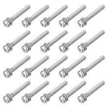 M5 x 40mm 304 Stainless Steel Phillips Pan Head Machine Screws Bolts Combine with Spring Washer and Plain Washers 20Pcs