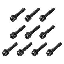 M4 x 25mm Carbon Steel Phillips Pan Head Machine Screws Bolts Combine with Spring Washer and Plain Washers 10pcs