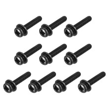 M3 x 16mm Carbon Steel Phillips Pan Head Machine Screws Bolts Combine with Spring Washer and Plain Washers 10pcs