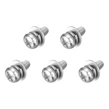 M3 x 5mm 304 Stainless Steel Phillips Pan Head Machine Screws Bolts Combine with Spring Washer and Plain Washers 5Pcs