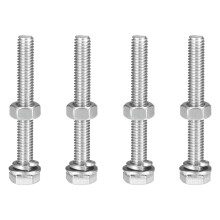 M6 x 50mm Hex Head Screws Bolts, Nuts, Flat & Lock Washers Kits, 304 Stainless Steel Fully Thread Hexagon Bolts 4 Sets
