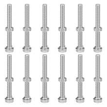 M8 x 80mm Hex Head Screws Bolts, Nuts, Flat & Lock Washers Kits, 304 Stainless Steel Fully Thread Hexagon Bolts 12 Sets