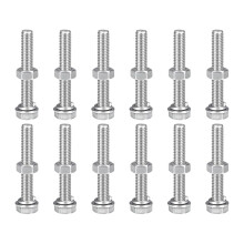 M8 x 55mm Hex Head Screws Bolts, Nuts, Flat & Lock Washers Kits, 304 Stainless Steel Fully Thread Hexagon Bolts 12 Sets