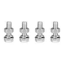 M6 x 20mm Hex Head Screws Bolts, Nuts, Flat & Lock Washers Kits, 304 Stainless Steel Fully Thread Hexagon Bolts 4 Sets