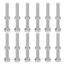 M8 x 70mm Hex Head Screws Bolts, Nuts, Flat & Lock Washers Kits, 304 Stainless Steel Fully Thread Hexagon Bolts 12 Sets