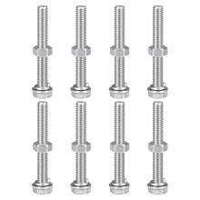 M8 x 65mm Hex Head Screws Bolts, Nuts, Flat & Lock Washers Kits, 304 Stainless Steel Fully Thread Hexagon Bolts 12 Sets