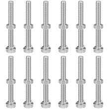 M8 x 75mm Hex Head Screws Bolts, Nuts, Flat & Lock Washers Kits, 304 Stainless Steel Fully Thread Hexagon Bolts 12 Sets
