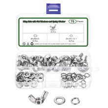 25 Set Wing Nut and Flat Washers Spring Washers, M4x0.7mm 304 Stainless Steel Butterfly Wing Nuts Hand Tighten Wing Nuts for Machinery Electronic Equi