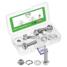 4pcs M10-1.5 x 40mm Metric Flange Hex Cap Bolt Fully Thread DIN 6921 Flanged Bolts Hexagon Screws 304 Stainless Steel Cleaning Treatment with Nuts Loc