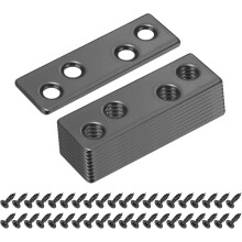 24 Set Mending Plate Metal Flat Bracket Straight Brace Fixing Joining Plate for Wood with Screws, Black, 2.32"x0.75"