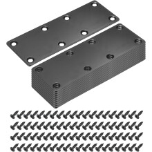 10 Set Mending Plate Metal Flat Bracket Straight Brace Fixing Joining Plate for Wood with Screws, Black, 5.44"x1.97"