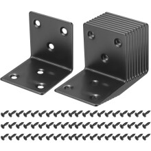 12 Set l Corner Bracket Corner Brace Metal Joint Right Angle Brackets Fastener with Screws for Wood Shelves, Black, 2.01"x1.97"x2.01"