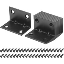 10 Set l Corner Bracket Corner Brace Metal Joint Right Angle Brackets Fastener with Screws for Wood Shelves, Black, 1.18"x1.85"x1.18"