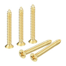 20Pcs Brass Wood Screws, M3 x 25mm Phillips Flat Head Self Tapping Screw Woodworking Screw for Door Hinges, Wooden Furniture, Home Appliances