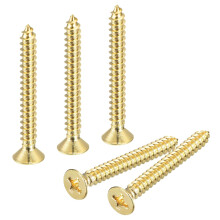 20Pcs Brass Wood Screws, M3.5 x 30mm Phillips Flat Head Self Tapping Screw Woodworking Screw for Door Hinges, Wooden Furniture, Home Appliances