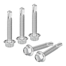 25Pcs #12 x 1-1/4" Self Drilling Screws, 410 Stainless Steel Self Tapping Screws for Metal, Hex Washer Head Sheet Metal