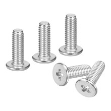 M4x12mm Flat Round Head Phillips Head Screws, 120Pcs 304 Stainless Steel Phillips Drive Machine Screw, Full Thread, Bright Finish, Furniture Screw Con